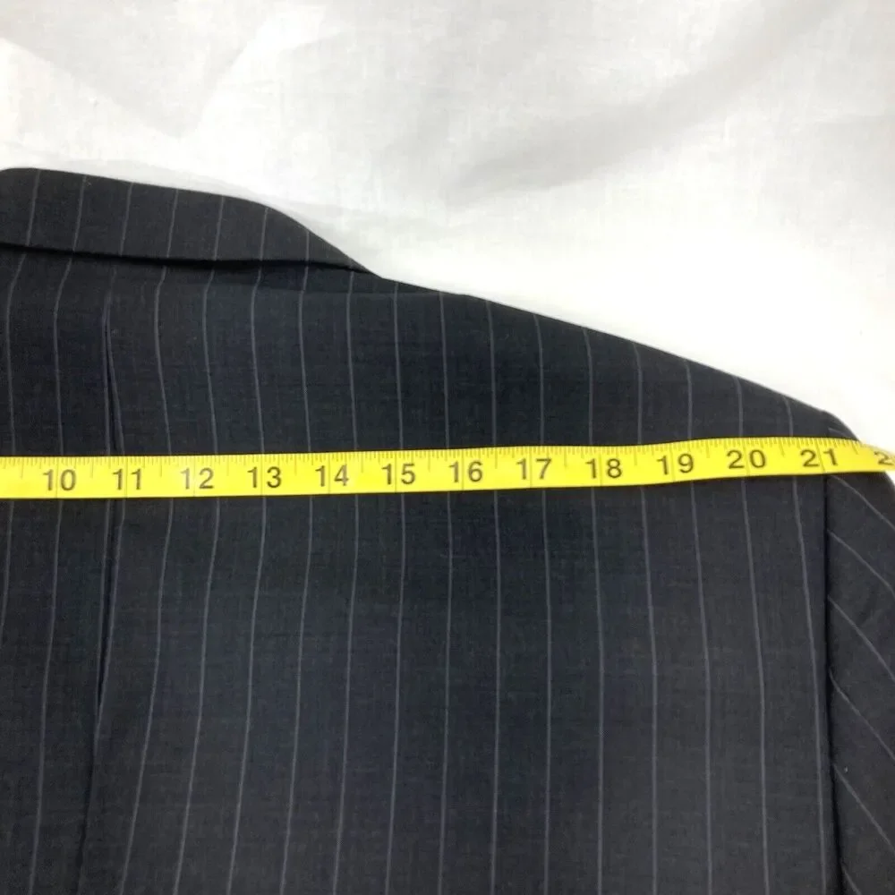Lineage Wool Sport Coat Stripe Charcoal Gray 3 Button 46 48 Milan Preppy Mob